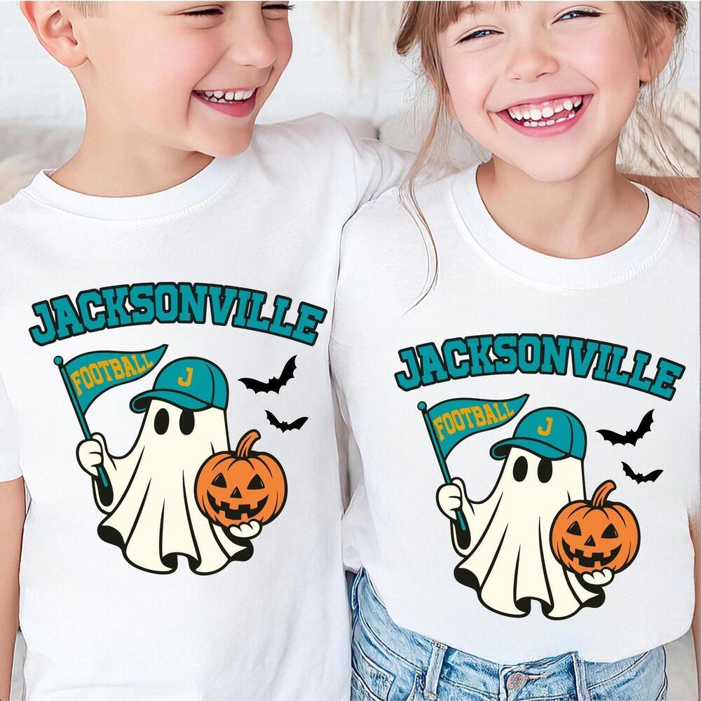 Halloween Ghost Jacksonville Football Kids Youth Toddler Game Day Tee